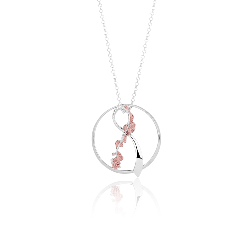 "Bleika slaufan" Silver Necklace with Pink Enamel