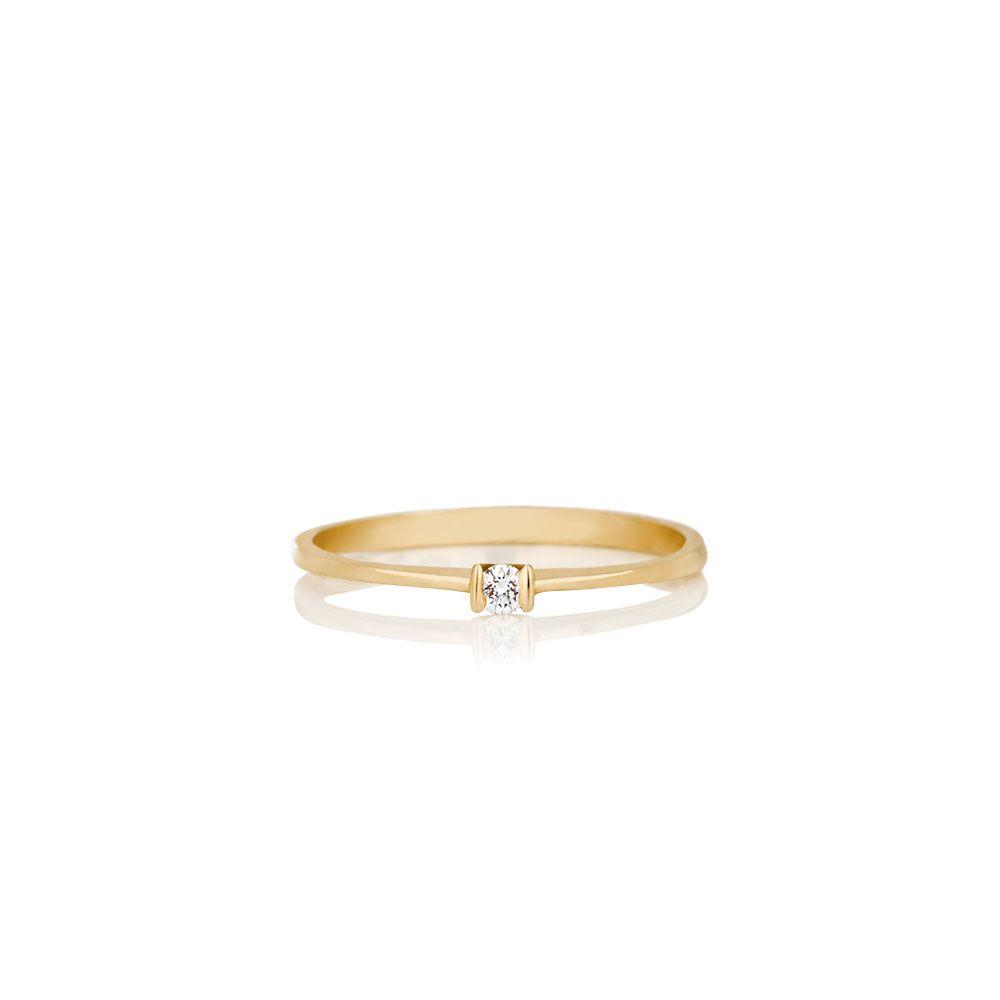 Women's solid gold ring - DIAMOND V.