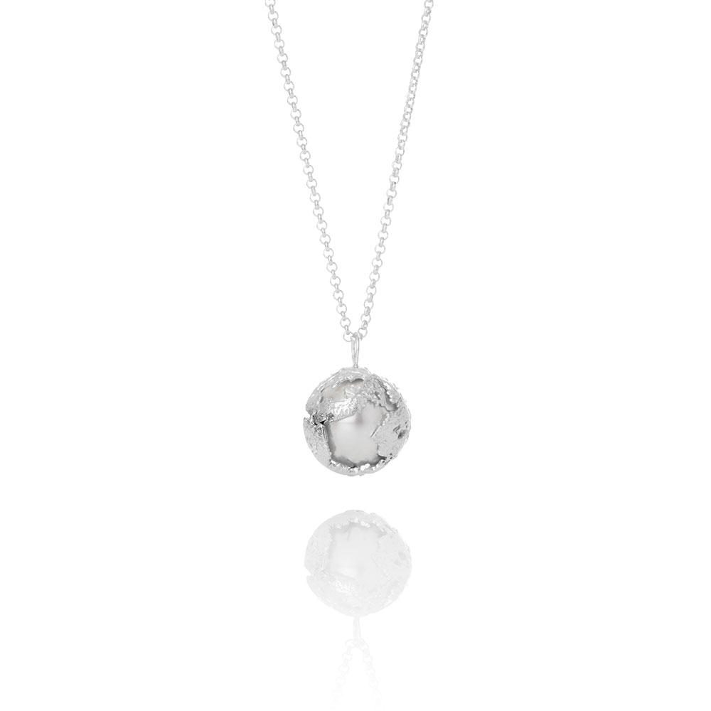 Erika Collection 207 - Sterling Silver Pendant Necklace with Swarovski Pearl - AURUM Icelandic Jewelry