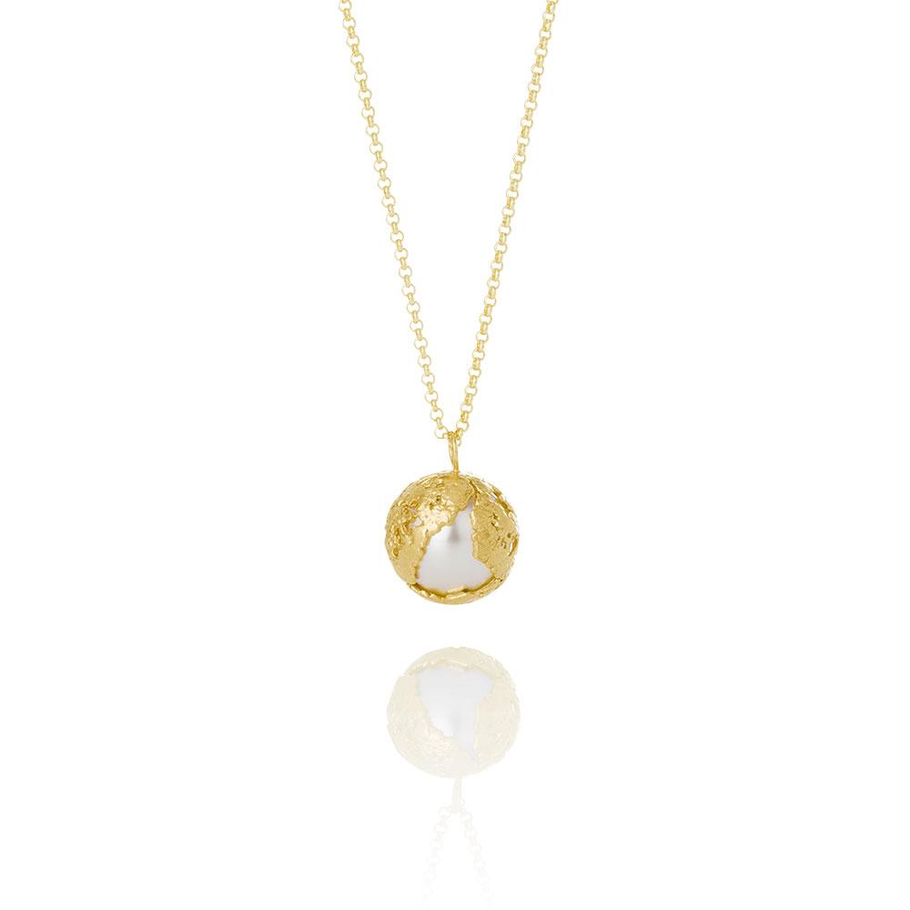 Erika Collection 207 GP - Gold-Plated Sterling Silver Pendant Necklace with Swarovski Pearl - AURUM Icelandic Jewelry